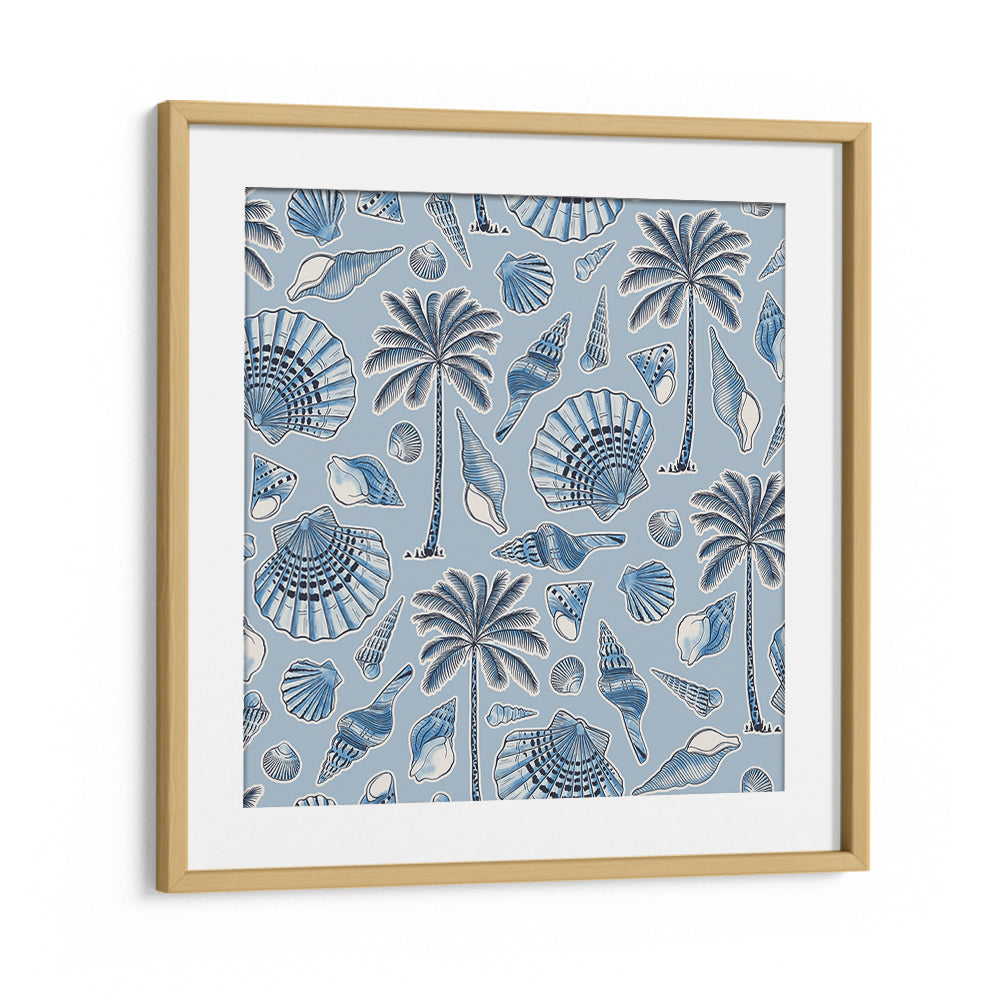 SEA SHELLS AND PALMTREES LIGHT BLUE , BEACH PAINTINGS