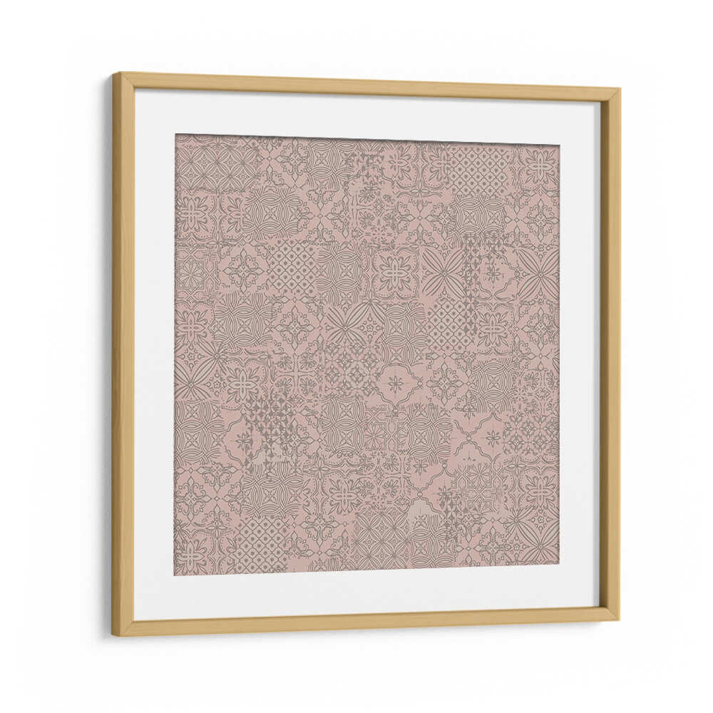 VINTAGE TILE PATTERN CLASH SOFT PINK , PATTERN ART PRINTS