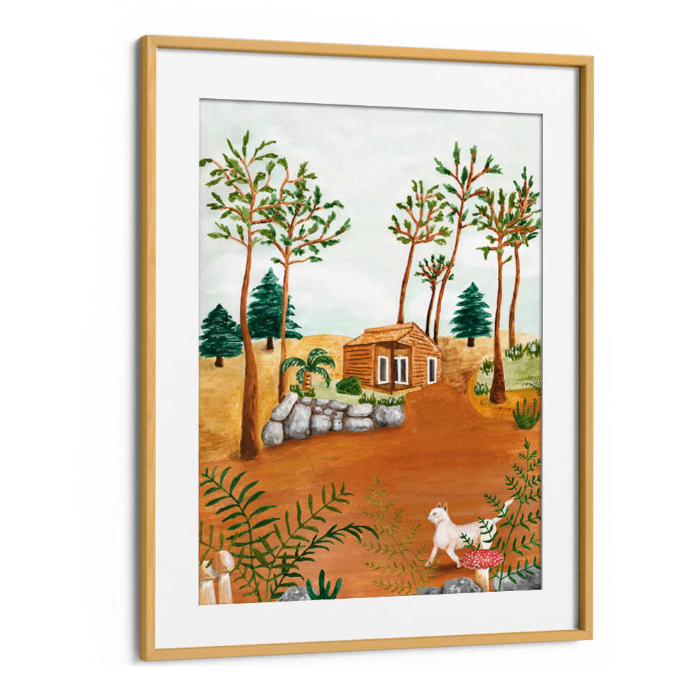 CABIN IN THE WOODS , LANDSCAPE PAINTINGS
