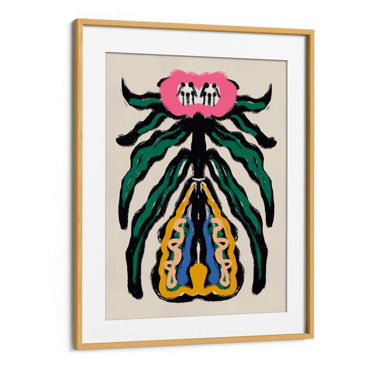 SYMMETRICAL DESIGN WITH A PINK FLOWER , FLORAL FLOWER PAINTINGS