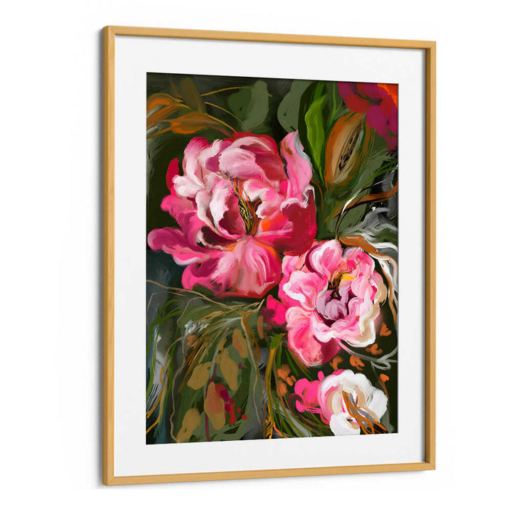 EXPRESSIVE PINK PEONIES , FLORAL FLOWER PAINTINGS