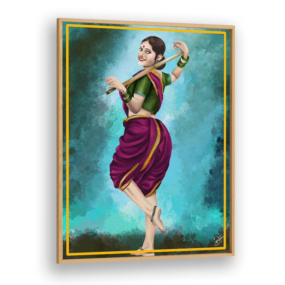 Joyful dancer captures elegance and spirit in GRACE IN MOTION, INDIAN ART PAINTINGS, perfect for any art lover.