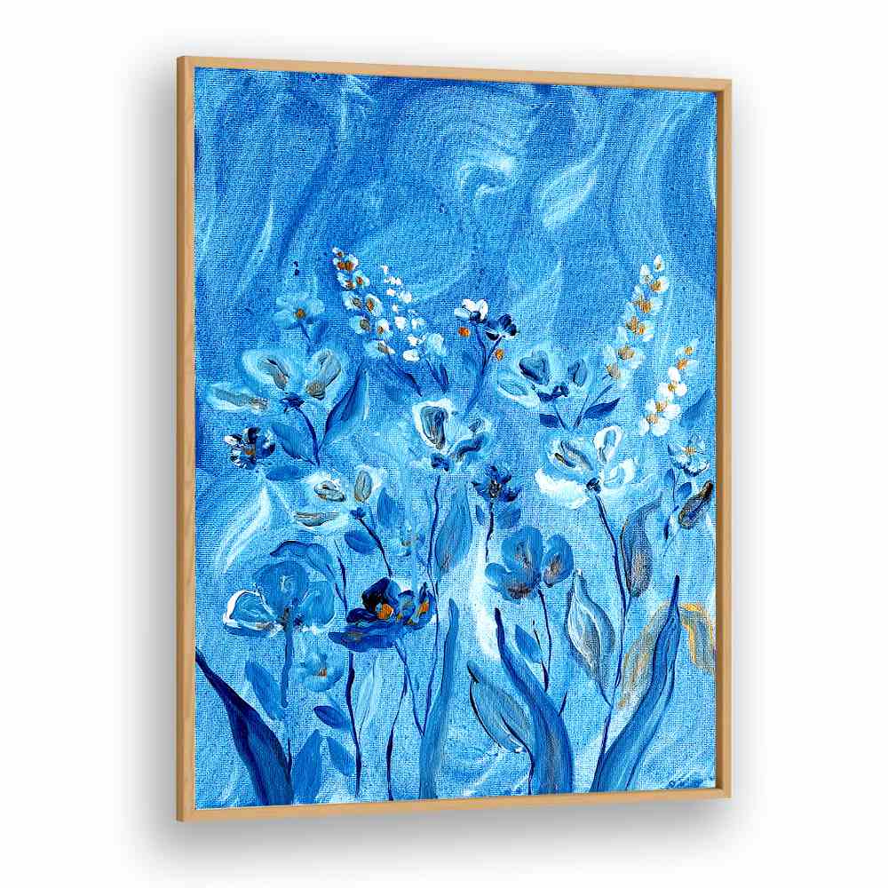 Captivating SHADOWS, FLORAL FLOWER PAINTINGS in blue tones, adding elegance and mystery to your space.