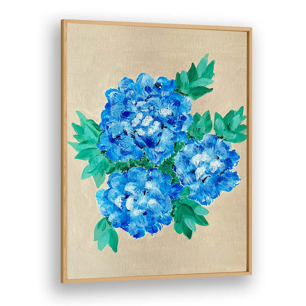 Vibrant blue hydrangea blossoms in exquisite floral flower paintings elevate your decor beautifully. Perfect for any space.
