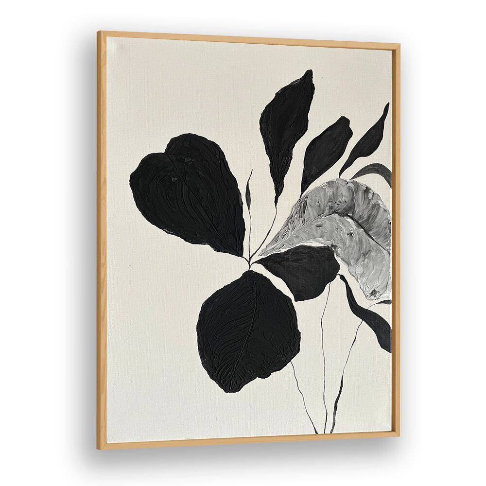 Elegant black and white leaves from THE MUTUAL FEELING - II, FLORAL FLOWER PAINTINGS enhance your space beautifully.