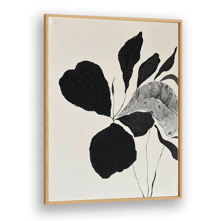 Elegant black and white leaves from THE MUTUAL FEELING - II, FLORAL FLOWER PAINTINGS enhance your space beautifully.