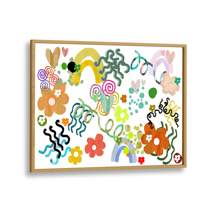 Vibrant FLOWERS LOVE RAINBOWS, FLORAL FLOWER PAINTINGS mural brightens your space with colorful blooms and rainbows.