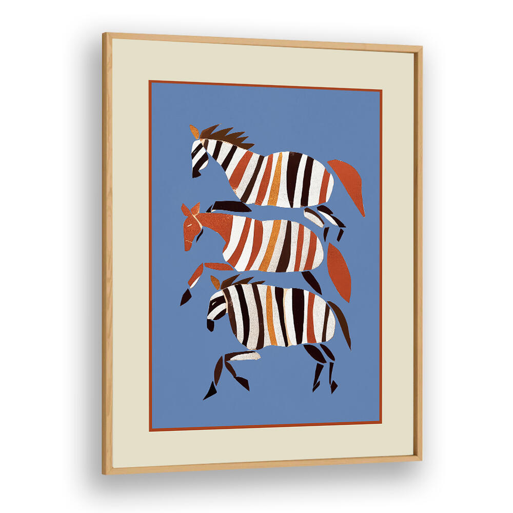 STRIPED RUNNING HORSES , BOHO ART PAINTINGS
