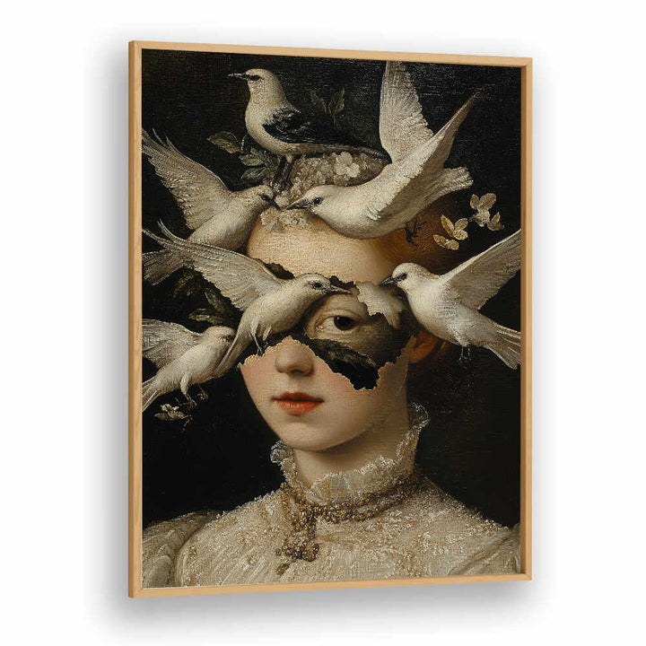 WOMAN WITH WHITE BIRDS