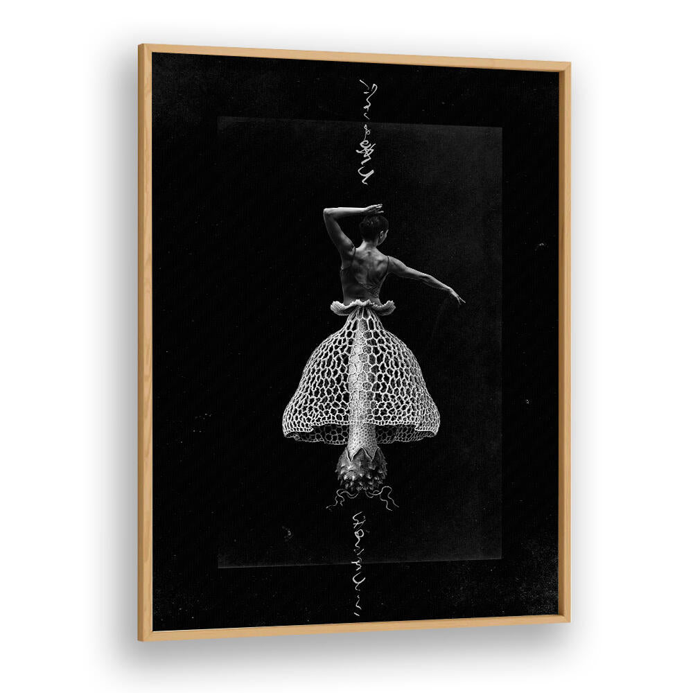 Elegant dancer in a surreal dress, showcasing DANCE WITH ME, SURREAL ART PRINTS for your artistic space.