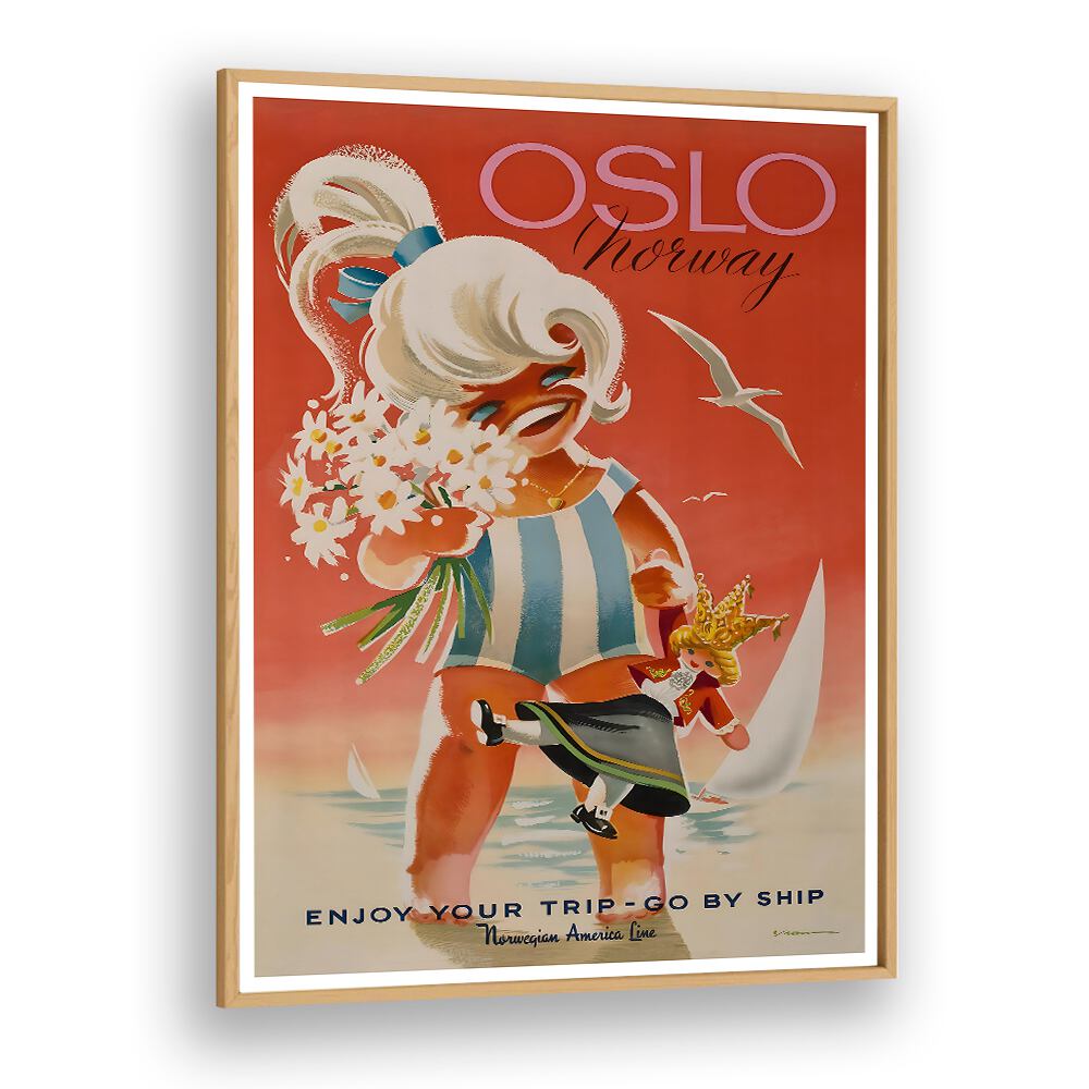 Charming OSLO, VINTAGE TRAVEL POSTERS showcase Norway's beauty, perfect for adding wanderlust to your decor.