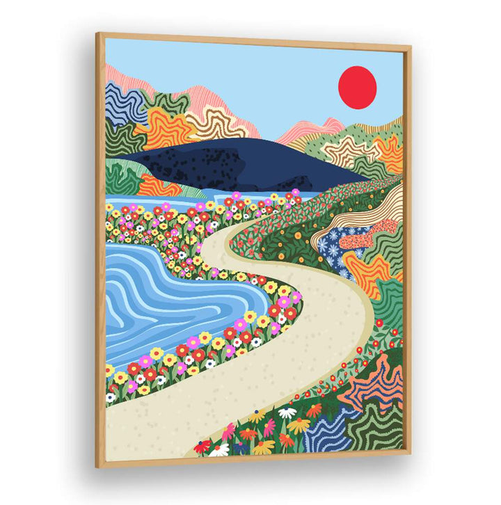 Vibrant SOOTHING HORIZON, LANDSCAPE PAINTINGS evoke tranquility with colorful flowers and serene landscapes.