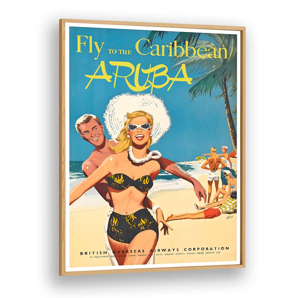 Colorful ARUBA I, VINTAGE TRAVEL POSTERS showcasing Aruba's charm, perfect for home decor and travel enthusiasts.