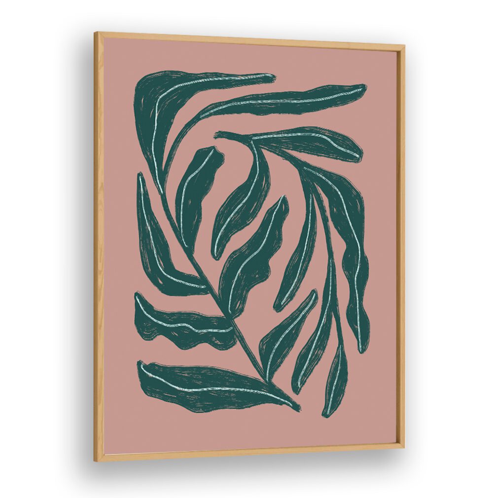 Stylish GREEN LEAVES, FLORAL FLOWER PAINTINGS in a frame, perfect for enhancing any modern decor.