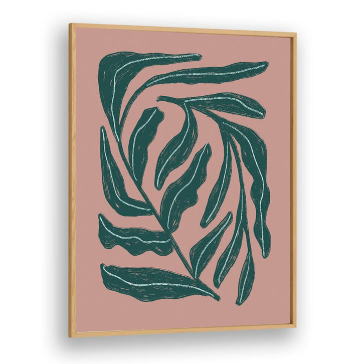 Stylish GREEN LEAVES, FLORAL FLOWER PAINTINGS in a frame, perfect for enhancing any modern decor.