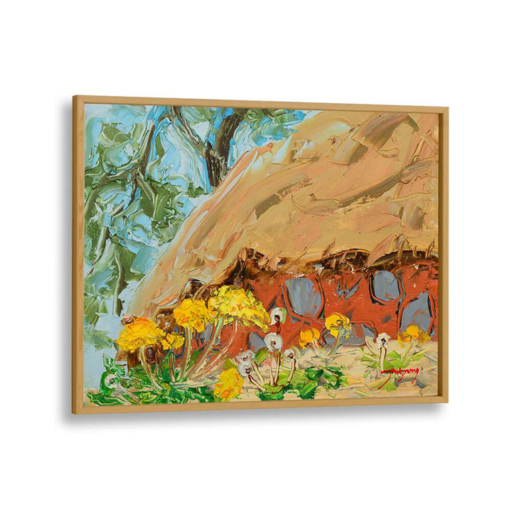 Bright yellow dandelions bloom in this DANDELION CANVAS, FLORAL FLOWER PAINTINGS, perfect for vibrant decor.