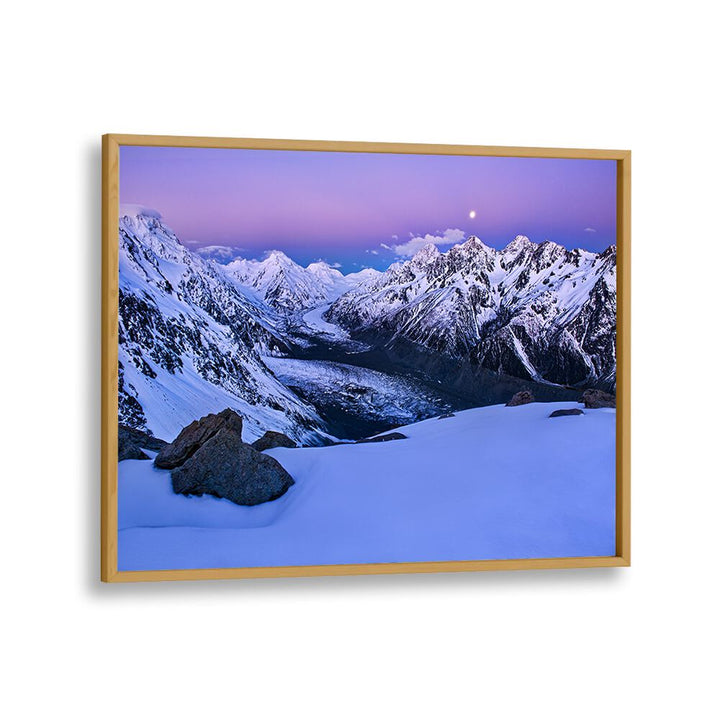Serene mountain landscape in soft twilight hues, perfect for creating a peaceful atmosphere with A STATE OF TRANQUILITY, PHOTOGRAPHY PRINTS.