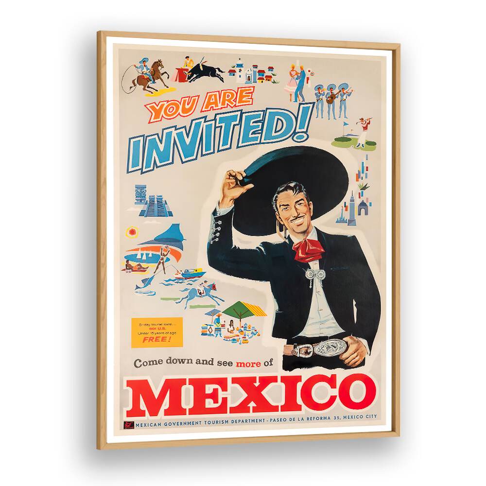 Colorful MEXICO I, VINTAGE TRAVEL POSTERS invite you to explore Mexico's rich culture and vibrant beauty.