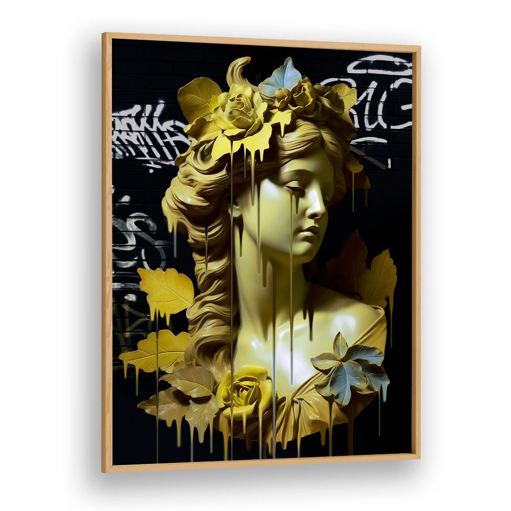 VANDAL HELENA, ALTERED ART PRINTS by DIKHOTOMY features a striking, rebellious statue with vibrant colors.