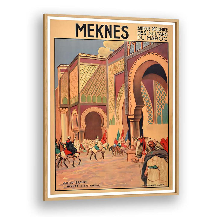Meknes, vintage travel posters showcasing Morocco’s rich heritage and stunning architecture, perfect for art lovers.