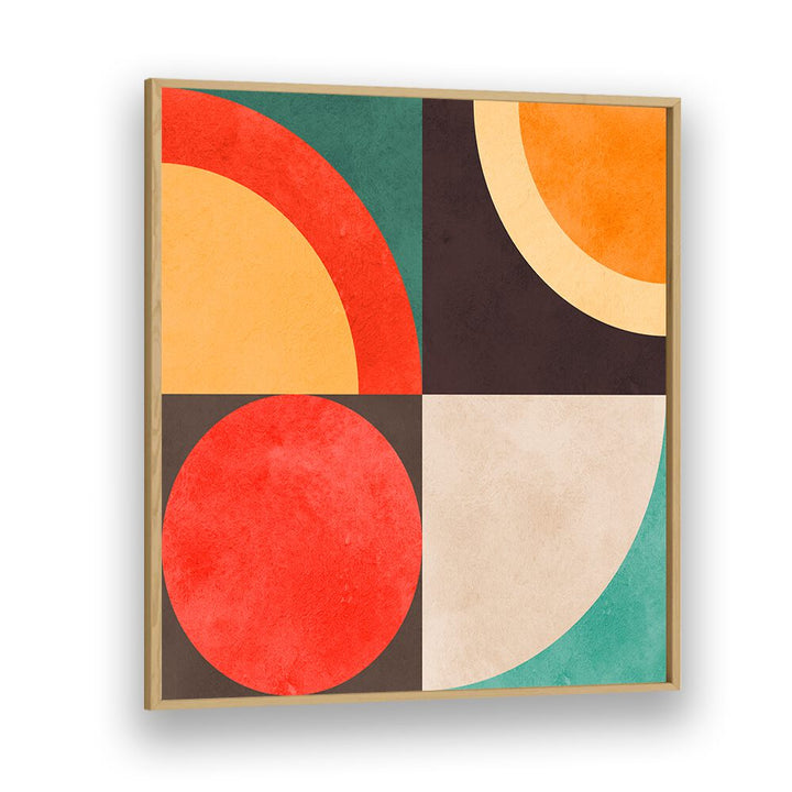 Bright geometric shapes in red, orange, and green define CIRCLES HARMONY XII, GEOMETRIC ART PRINTS for modern decor.
