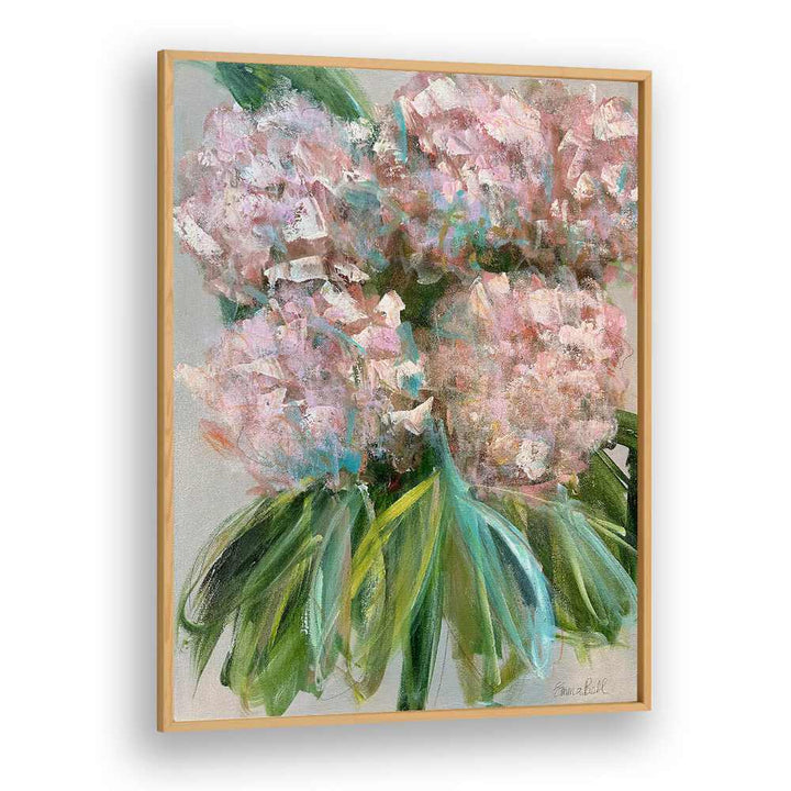 Exquisite PINK HYDRANGEAS WITH LEAVES, FLORAL FLOWER PAINTINGS, enhancing your home décor with vibrant beauty.