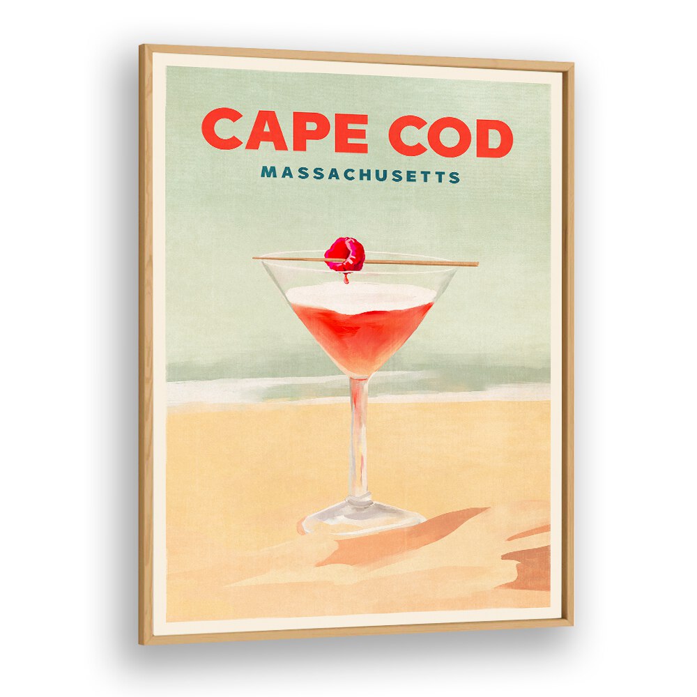 Cape Cod bar art featuring a cocktail glass, perfect for enhancing your coastal-themed lounge space.
