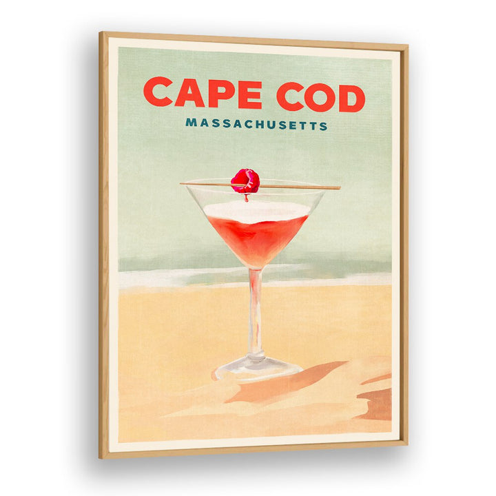 Cape Cod bar art featuring a cocktail glass, perfect for enhancing your coastal-themed lounge space.