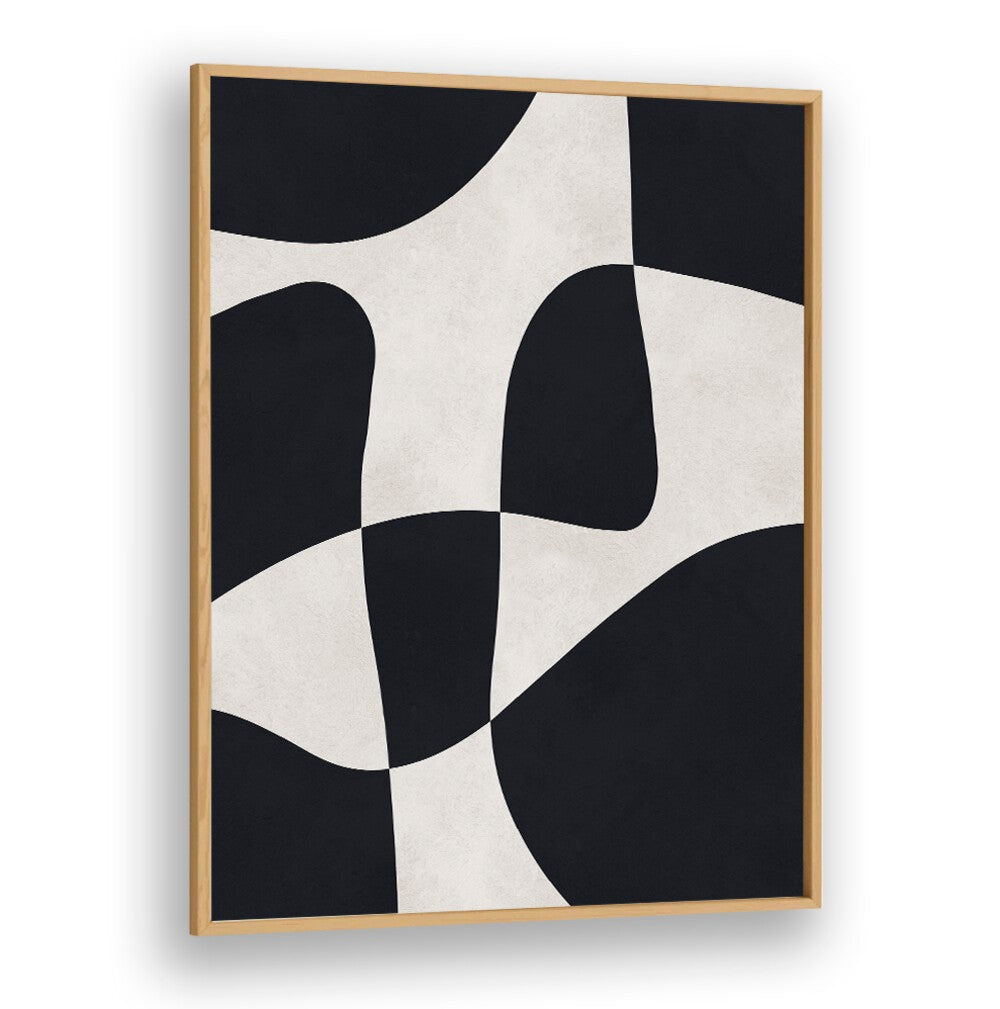Modern CURVED SHAPES 3, ABSTRACT PAINTINGS showcase unique curved lines in a striking black and white design.