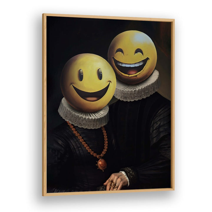 Whimsical artwork featuring smiling faces on classic figures, showcasing THE SMILERS, ALTERED ART PRINTS by Dikhotomy.