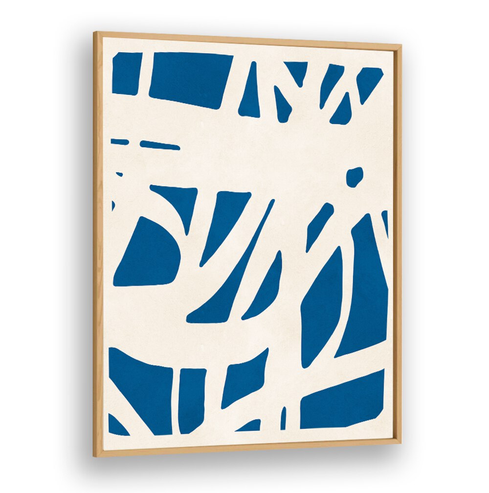 Bold blue shapes against a cream background showcase the EXPRESSIVE VIII, ABSTRACT PAINTINGS, perfect for modern decor.