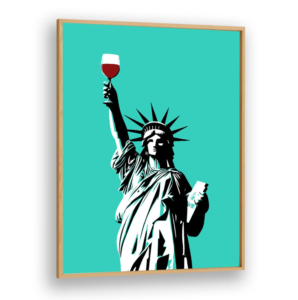 Celebrate the LIBERTY OF WINE with vibrant pop art paintings featuring a wine glass in Lady Liberty's hand.