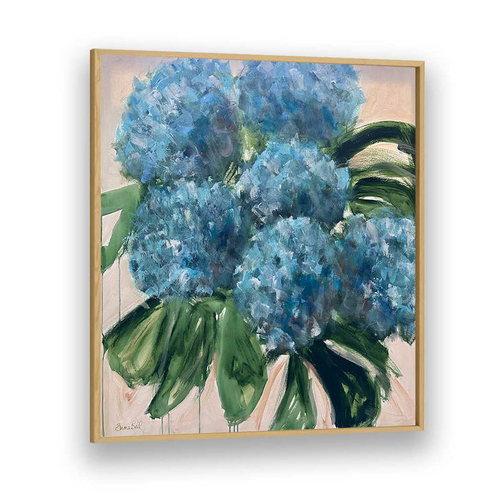 Stunning BLUE HYDRANGEAS WITH LEAVES , FLORAL FLOWER PAINTINGS, perfect for elevating your home decor.