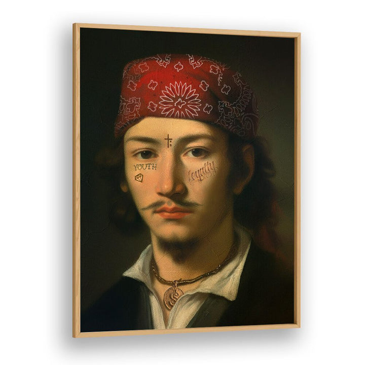 Urban artistry comes alive with LATIN GANG, ALTERED ART PRINTS by Dikhotomy, showcasing a captivating portrait.