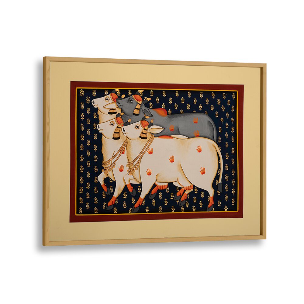 Vibrant TRADITIONAL COW, INDIAN ART PAINTINGS showcasing intricate details and rich Indian heritage for your home.