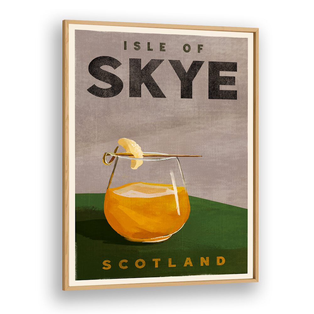 Charming Isle of Skye Cocktail art, perfect for your bar and cafe decor, celebrating Scotland's beauty.