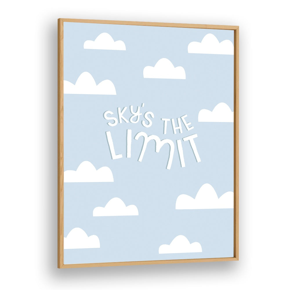 Whimsical SKYS THE LIMIT, KIDS ROOM PAINTINGS in soft blue, perfect for inspiring creativity in your child's space.