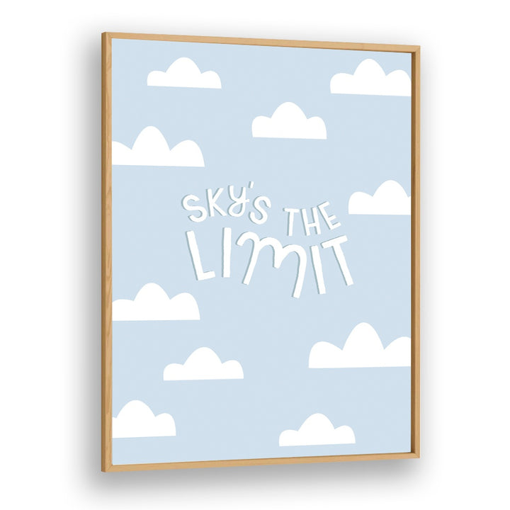 Whimsical SKYS THE LIMIT, KIDS ROOM PAINTINGS in soft blue, perfect for inspiring creativity in your child's space.