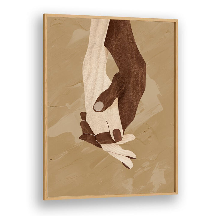 Elegant hands entwined in a rich, earthy tone, showcasing COLOUR-NITY, BOHO ART PAINTINGS to inspire creativity.