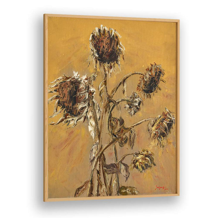 Vibrant SUNFLOWER V, FLORAL FLOWER PAINTINGS showcasing textured sunflowers on a warm background. Perfect for decor.