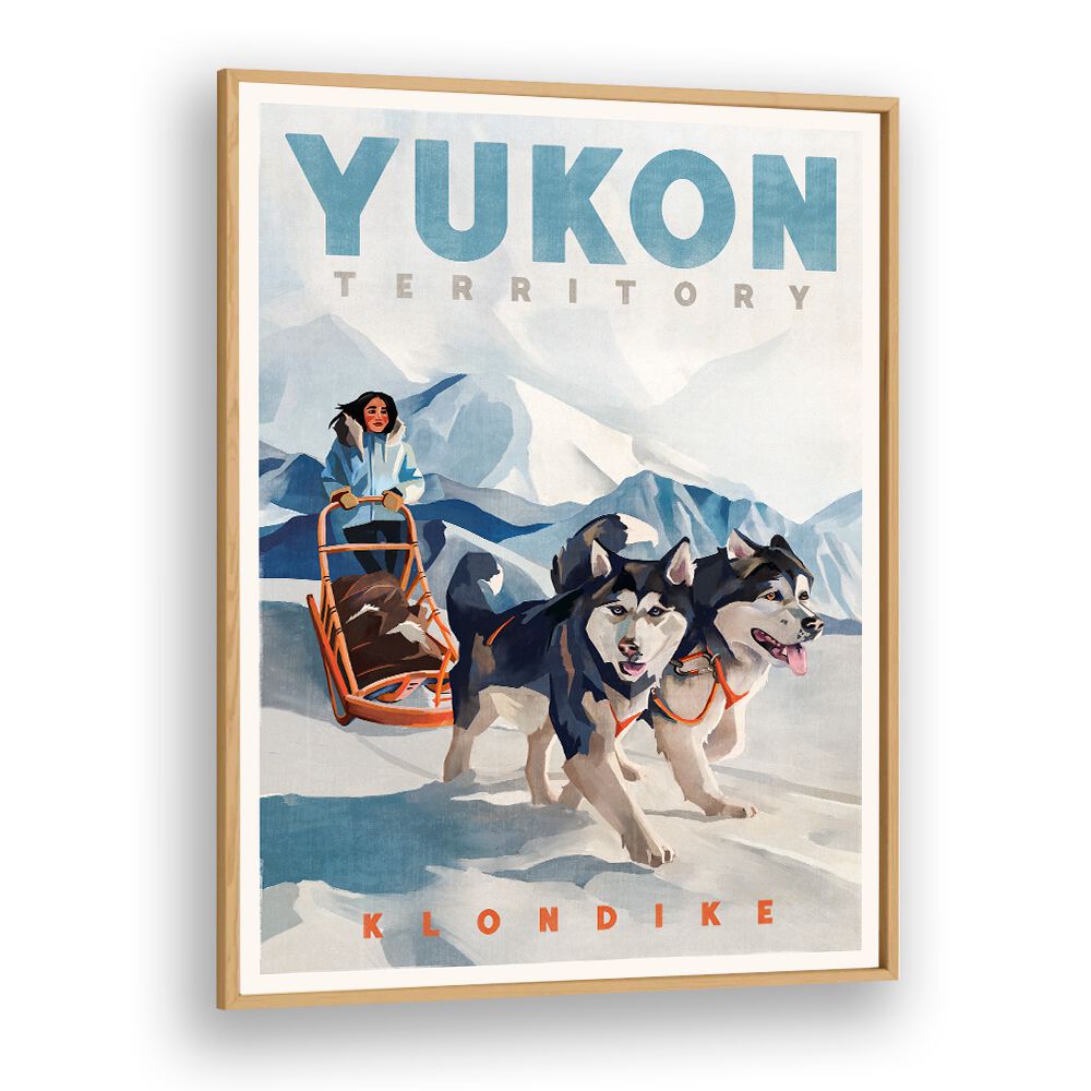 YUKON POSTER, TRAVEL POSTERS showcase stunning artistry of sled dogs and landscapes, perfect for travel lovers.