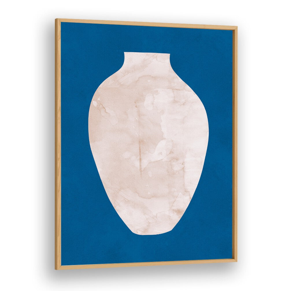 Stylish TRIBAL SHAPES I, GEOMETRIC ART PRINTS featuring a modern vase design on a vibrant blue background.