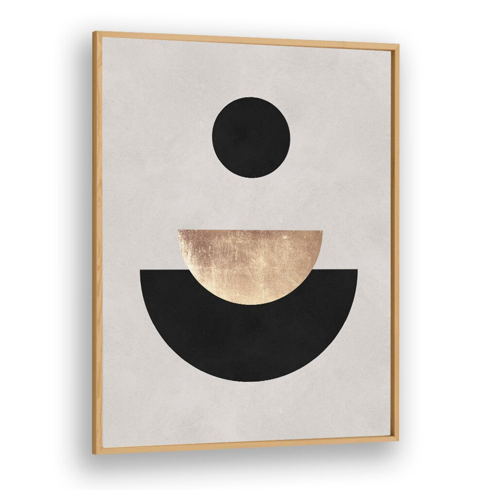 Stylish LINES AND CIRCLES XXIV, GEOMETRIC ART PRINTS featuring elegant shapes in black and gold for modern decor.
