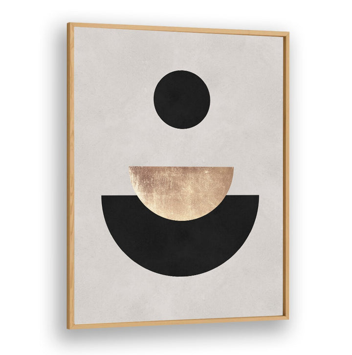 Stylish LINES AND CIRCLES XXIV, GEOMETRIC ART PRINTS featuring elegant shapes in black and gold for modern decor.