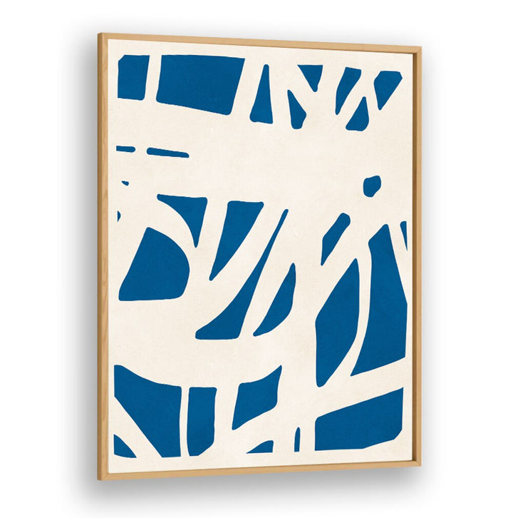 Bold blue shapes contrast against a neutral background in EXPRESSIVE LINES VII, ABSTRACT PAINTINGS, perfect for modern decor.