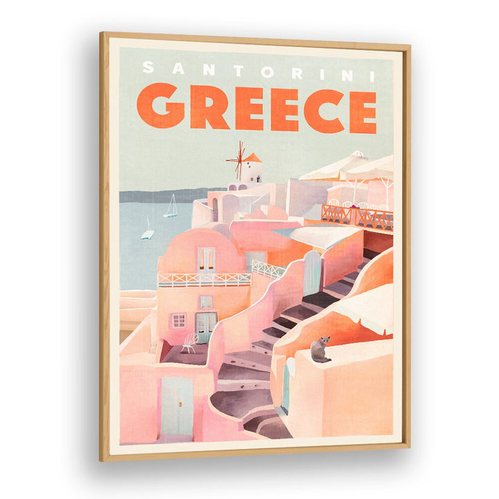 Vintage travel poster showcasing beautiful Santorini, Greece, perfect for GREECE SANTORINI, TRAVEL POSTERS collection.