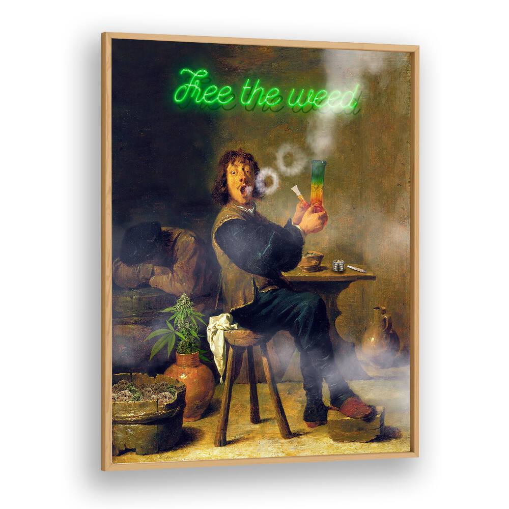 FREE THE WEED, ALTERED ART PRINTS featuring a vibrant artwork blending classic and modern styles for unique decor.