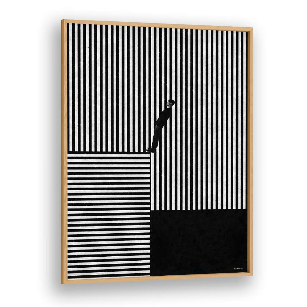 Bold black and white Striped Illusion, geometric art prints by Underdott, perfect for modern home decor.