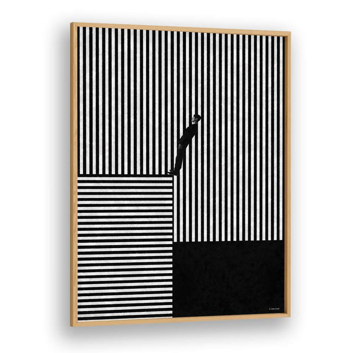 Bold black and white Striped Illusion, geometric art prints by Underdott, perfect for modern home decor.