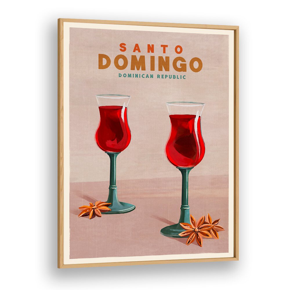 Vibrant SANTO DOMINGO COCKTAIL, BAR art featuring two drinks, perfect for enhancing your entertainment space.